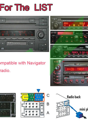 Car Bluetooth 5.0 AUX Handsfree 8 Pin Adapter A2DP Music Audio Cable For Audi A3 8L 8P A4 B5-B7 A6 4B A8 4D Quadlock - Riparo82