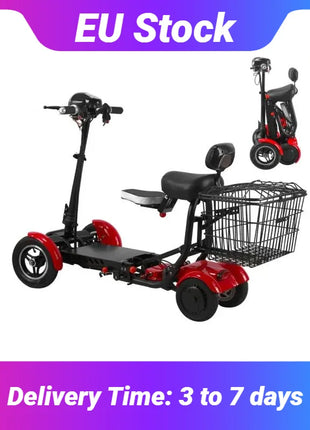 Scooter Mobilità 4 Ruote 500W Doppio Motore 36V - Pieghevole Anziani 3 Velocità - riparo82