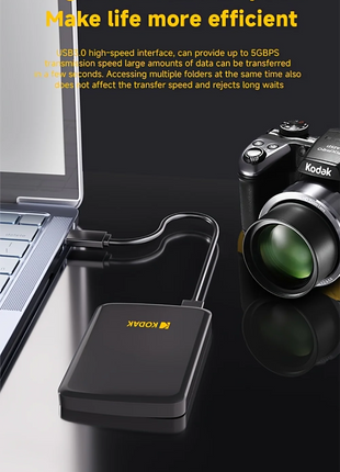 KODAK P150 Disco rigido portatile HDD esterno da 500 GB 5 Gbps HDD da gioco USB 3.0 ad alta velocità 130 MB/s da 2,5 pollici per PS5/PS4/Switch/Laptop