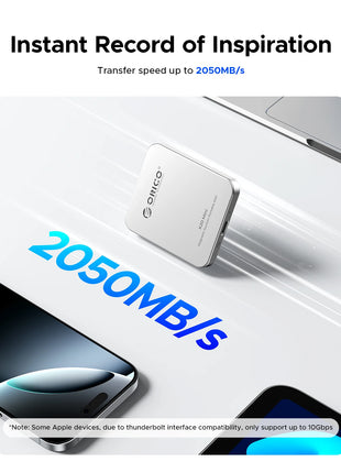 ORICO K20Mini SSD esterno magnetico per iPhone 17 16 Pro/Max ProRes 2000 MB/s 4K ProRes HDR Registra e memorizza Stato solido portatile