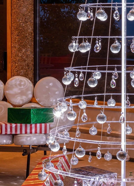 2026 Sfondo dal vivo Layout della scena Luce di cristallo Rotante Albero di Natale Pieghevole Natale Nuove decorazioni 2.0m 2.4 metri