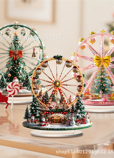 Natale colorato romantico ruota panoramica 2D piatto acrilico casa soggiorno vacanza scrivania decorazione oggetti di scena di montaggio