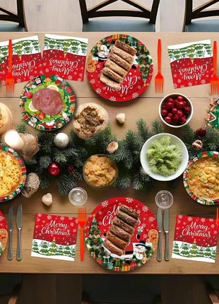 Piatti usa e getta per feste di Natale, tovaglioli da dessert, tazze, decorazioni per la tavola, bomboniere per le vacanze di Capodanno - riparo82