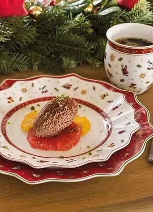 Tesoro tedesco Porcellana dura Giocattolo natalizio Joy Piatto piano multi-angolo Tazza di Natale Piattino Ciotola Candeliere Stili multipli - riparo82