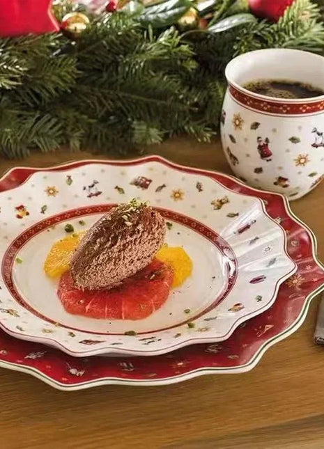 Tesoro tedesco Porcellana dura Giocattolo natalizio Joy Piatto piano multi-angolo Tazza di Natale Piattino Ciotola Candeliere Stili multipli - riparo82