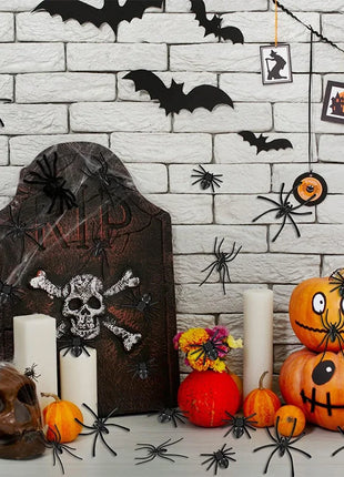 4.5x5cm Artificial Plastic Spiders Mini spider Black Fake Spiders Halloween Prank Props for Halloween DIY Party Decoration - Riparo82