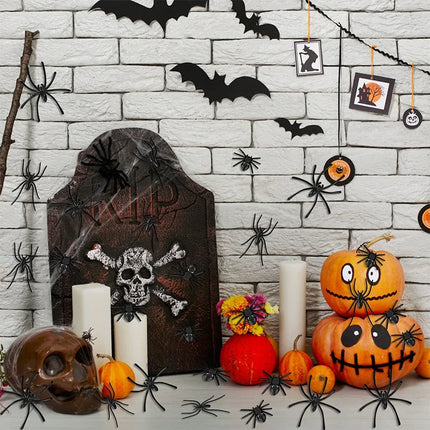 4.5x5cm Artificial Plastic Spiders Mini spider Black Fake Spiders Halloween Prank Props for Halloween DIY Party Decoration