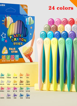 12/18/24/36 Colors Non-dirty Hand Plastic Crayons Washable and Erasable Color Crayons Children’s Painting School Office Supplies - Riparo82