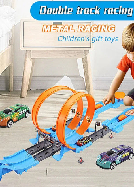 Hot Stunt Speed Car Wheels Modello Pista da corsa Kit ferroviari assemblati fai-da-te Catapulta Rail Car Racing Boy Giocattoli per bambini Regalo - riparo82