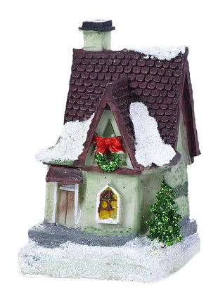 Decorazioni per la casa Figurina di Capodanno Mini resina artigianale Decorazione natalizia luminosa Decorazione della casa del villaggio Luce a LED
