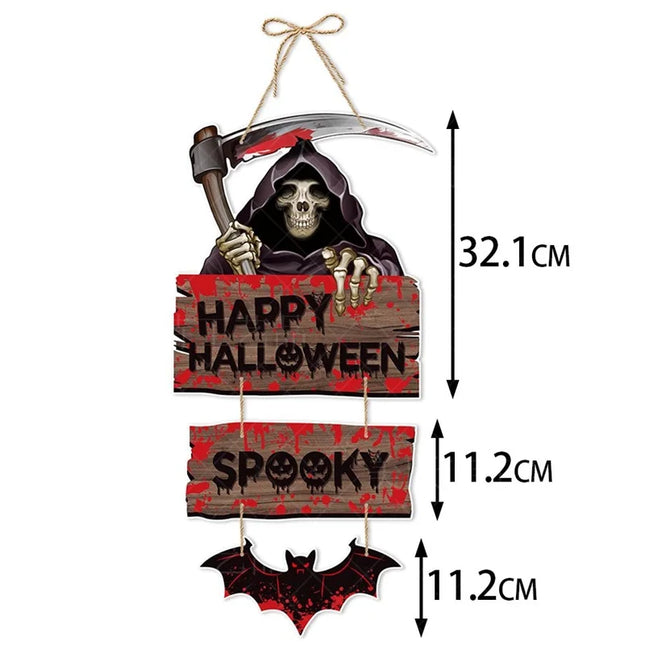 Halloween Door Hanging Decorations Horror Pumpkin Ghost Bat Paper Hanging Ornaments Halloween Party Decorations