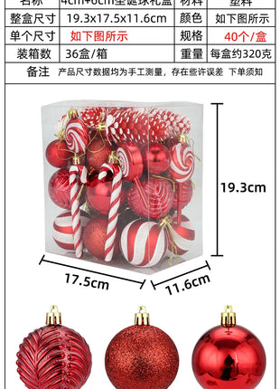 29/36/40 pezzi palla di Natale argento rosso albero di Natale pendenti appesi stampati sfere di Natale in oro a forma speciale 2024 nuovo - riparo82