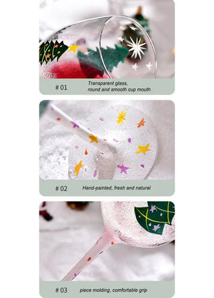 Bicchieri da vino natalizi da 450 ml Albero di Natale di Babbo Natale Aghi di pino Bicchieri da vino rosso per vino Succo di champagne - riparo82