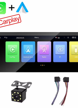 IPS 6.9 Inch 1Din Wired Carplay Android Auto Car Radio Multimedia Video MP5 Player Touch Screen Universal Autoradio Stereo - Riparo82