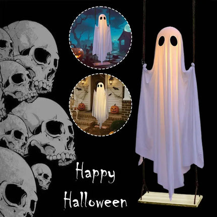 Halloween Garden Outdoor Ghost Decor Light Up Hanging Swing Ghost Scary Standing Ghosts Decor for Front Door Yard Home Party