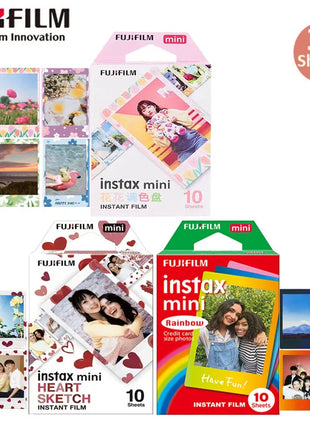 Fujifilm Instax Mini Pellicola Bordo Bianco/Pellicole a Colori 10-100 Fogli di Carta Fotografica per Fuji Instax Camera Mini 12/8/11/25/50/90/Link/Evo