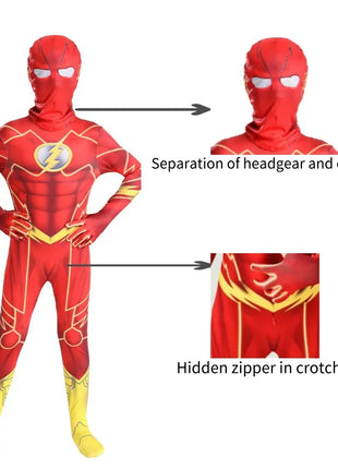 Costume Flash Man Carnevale 2026 - Set 2 Pezzi con Maschera e Copricapo Bambini