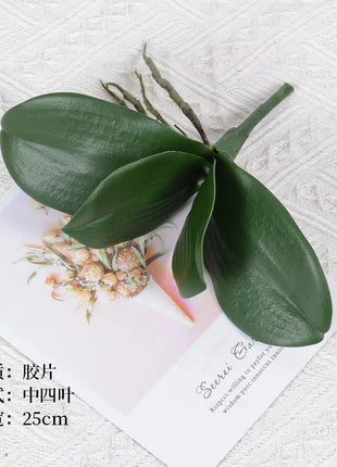 Real Touch  Artificial Green Butterfly Orchid Leaf Plastic Flower Leaf Home Wedding Party Decoration