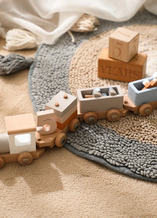 Giocattoli Montessori treno in legno per giocattolo di compleanno per bambini con numeri e blocchi gioco Toddler Boys And Girls1 2 3 4 5 giocattolo per l'apprendimento del bambino - riparo82
