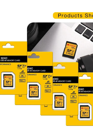 Schede SD KODAK per fotocamera 100 MB/s scheda di memoria ad alta velocità 256GB 128GB 64GB SDXC C10 A1 U3 V30 UHS-I sdcard per 4K HD SLR DV