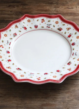 Tesoro tedesco Porcellana dura Giocattolo natalizio Joy Piatto piano multi-angolo Tazza di Natale Piattino Ciotola Candeliere - riparo82