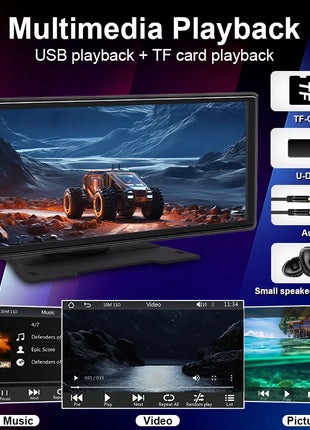 10.26"  Car Mirror Radio Multimedia Video Player Universal Wireless Carplay Android Auto Screen With Bluetooth AUX USB - Riparo82