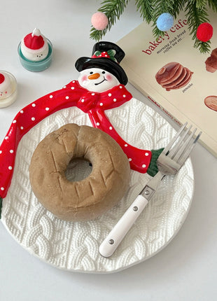 Piatto pupazzo di neve di Natale, piatto da dessert in ceramica, regalo di Natale, piatto creativo e carino - riparo82