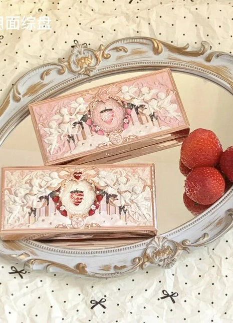 Flower Knows Strawberry Cupid Eyeshadow Palette Matte Fine Shimmer Pearl Face Palette 7 Colour Glitter Eye Shadow - Riparo82