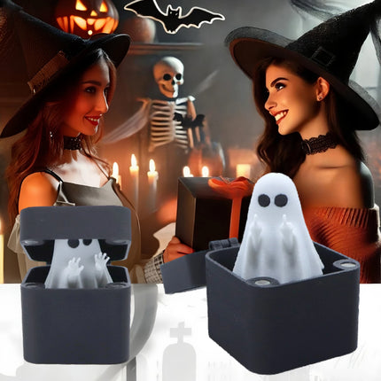 Halloween Creative Cute White Ghost Ornament Finger Surprise Gift Funny Prank Pop Up Gift Surprise Party