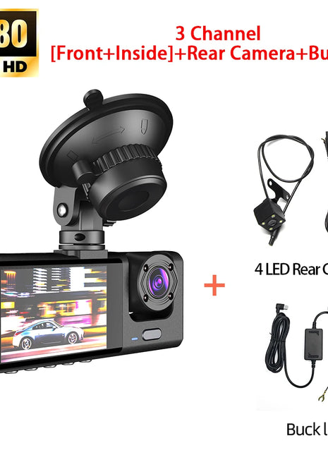 Dash Cam for Cars WIFI APP Car DVR 3 Channel Front Camera Video Recorder Rear View Camera for Vehicle Black Box Car Assecories - Riparo82