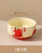 Set di stoviglie natalizie in ceramica, design simpatico cartone animato con mela, piatti da cena occidentali a tema festa, per piatti da dessert per torte, decorazioni per la casa - riparo82