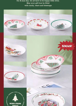 Stoviglie per famiglie con ambiente ad alta temperatura, cartone animato in ceramica atmosferica, piatto da frutta natalizio transfrontaliero da 8 pollici - riparo82