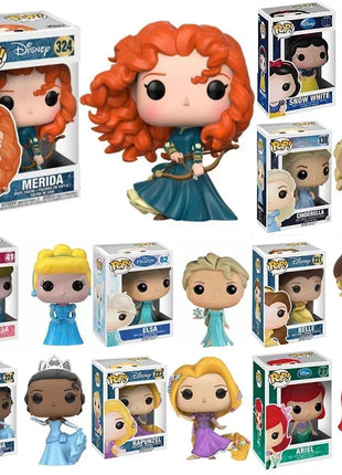 Funko POP Principessa Disney Merida 324 #   Rapunzel 223 #   Elsa 82 Cenerentola 41 138 #   Ariel 27 Gelsomino 52 #   Biancaneve 08 #   Giocattoli modello in PVC