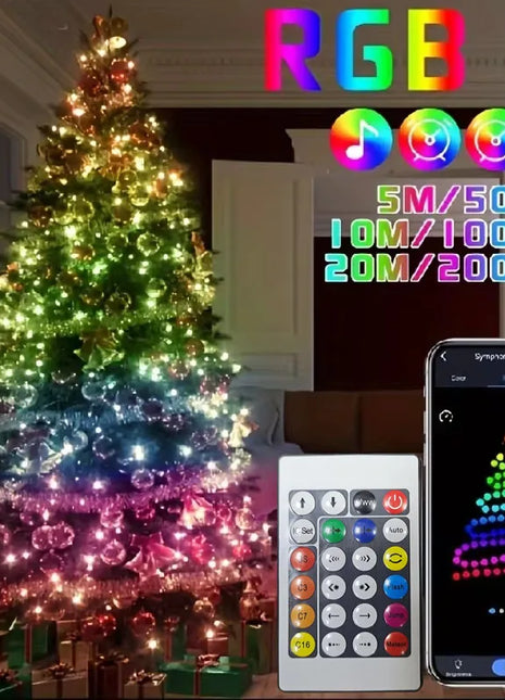 USB 5V Smart RGB-IC Fata Stringa di luci Luci di Natale Decorazioni Lampada Ghirlanda WS2812 APP Bluetooth e telecomando indirizzabile