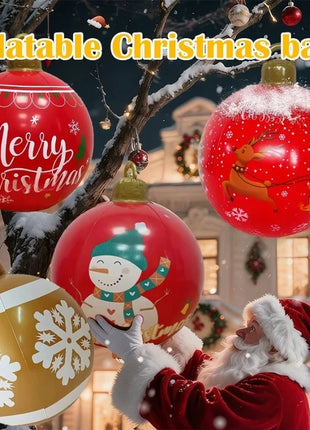 Ornamenti gonfiabili giganti della palla di Natale del PVC da 32 pollici Decorazioni grandi della palla di Natale del colpo all'aperto per gli ornamenti della festa di Natale - riparo82