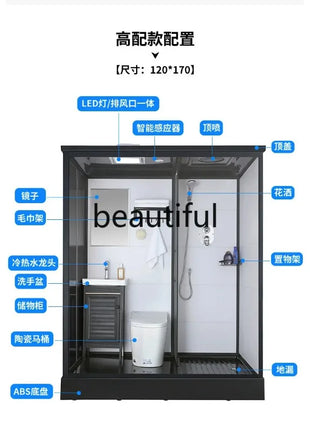 B573 Bagno doccia integrale integrato WC mobile bagno divisorio integrato semplice rurale per uso domestico