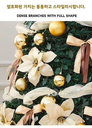 1.5M-2.25M Albero di Natale Allungabile PVC Floccato Albero di Natale Premium Denso Pino Artificiale Salvaspazio Pieghevole Ornamenti natalizi