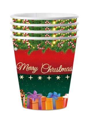 Set di stoviglie per feste di Natale da 10 pezzi, stoviglie usa e getta per albero di Natale, bicchieri di carta, piatti di carta, stoviglie natalizie all'ingrosso - riparo82