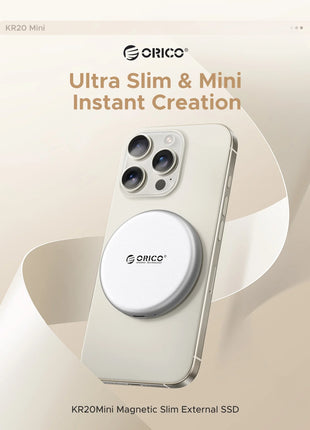 ORICO KR20Mini SSD esterno magnetico per iPhone 17 16 15 Pro/Max ProRes 2000MB/s 4K ProRes HDR Registra e negozio