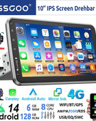 ESSSGOO 8-Core 360° Rotating Touchscreen Android 14 6+128G Wireless Apple Carplay Car Stereo 1 DIN GPS Navi 4G WiFi AM FM BT RDS