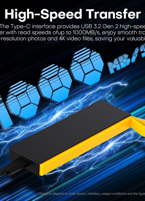 Kodak Unità Esterna Disco Rigido SSD Portatile 1TB 512GB 256GB 128GB USB3.2 Tipo-C Gen2 Ad Alta Velocità 1000MB/s Per Il Computer Portatile Desktop X206