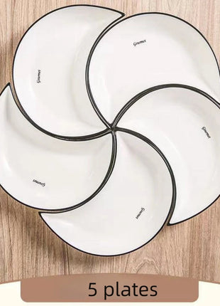 Set di stoviglie in ceramica per riunione da 5 pezzi Piatto caldo a forma di luna Combinazione flessibile di piatti in base al consumo alimentare - riparo82