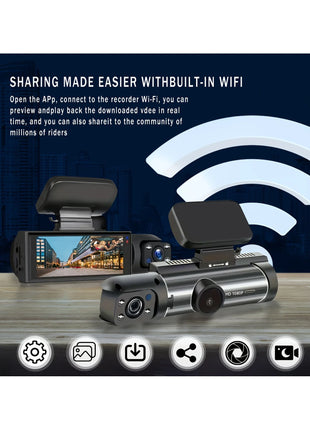 Dash Cam for Cars Dual Camera Front 1080P and Inside 720P with IR Night Vision, Loop Recording, and Wide Angle Lens - Riparo82