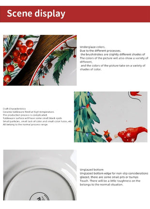 Set di piatti da pranzo in ceramica natalizia per uso domestico sottosmalto piatto rotondo Dim Sum sushi decorativo - riparo82