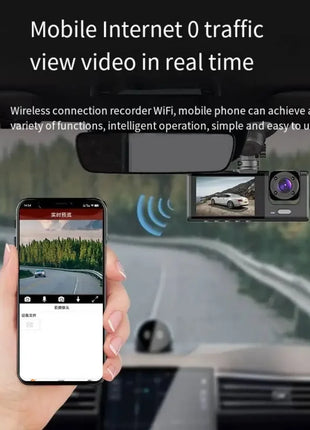 3 Lens Car DVR Camera HD 1080P Inside Vehicle Dash Cam Three Way Front and Rear DVRs Recorder Video Registrator Dash Camcorder - Riparo82