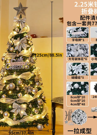 1.5M-2.25M Albero di Natale Allungabile PVC Floccato Albero di Natale Premium Denso Pino Artificiale Salvaspazio Pieghevole Ornamenti natalizi