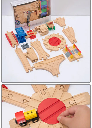 Set di binari ferroviari in legno Pacchetto di espansione Blocchi di costruzione fai-da-te Accessori Tracce adatte per binari in legno Biro Giocattoli educativi per bambini - riparo82