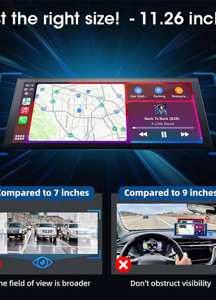 11.26 inch Dash Cam Car DVR 4K Camera Wireless Carplay Android Auto Touch Screen Dual Len Video Recorder Dashboard BT FM AUX GPS - Riparo82