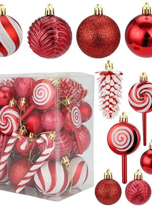 29/36/40 pezzi palla di Natale argento rosso albero di Natale pendenti appesi stampati sfere di Natale in oro a forma speciale 2024 nuovo - riparo82