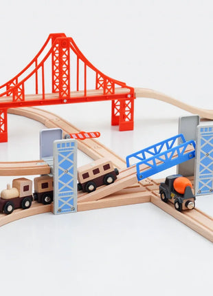 Tutti i tipi di binari del treno in legno Accessori Binari ferroviari in legno di faggio Ponte in legno Tunnel adatto per binari in legno Giocattoli per bambini - riparo82